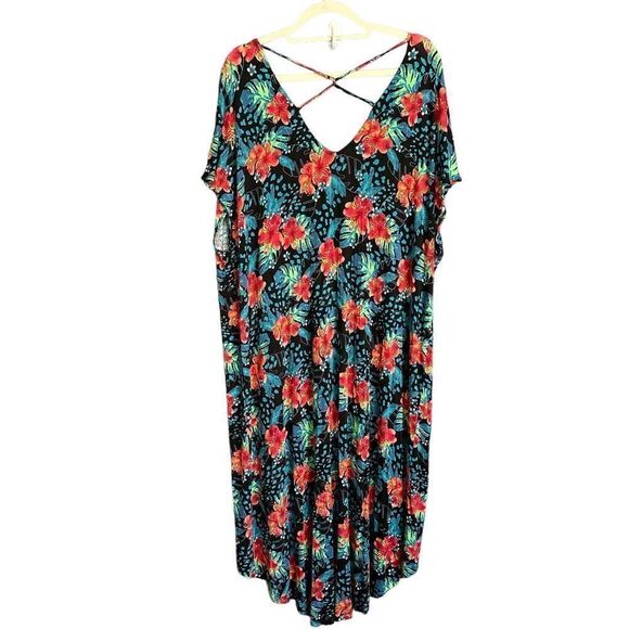Swimsuits For All Hawaiian Floral Strappy Swimsuit Cover Up - Picture 1 of 8